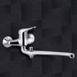 Tub Filler, Remer K46, Chrome Wall Mount Tub Faucet with Long Swivel Spout